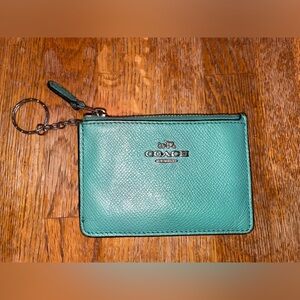 Adorable teal Coach card holder with keychain